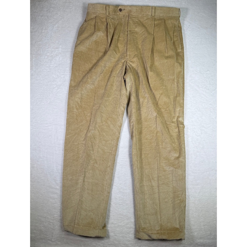 Mr. Wicks by‎ Corbin Men's 36x30 Beige Corduroy Pleated Dress Pants USA Made